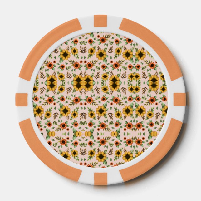 Orange poker chips with intricate floral mandala  (Vorderseite)