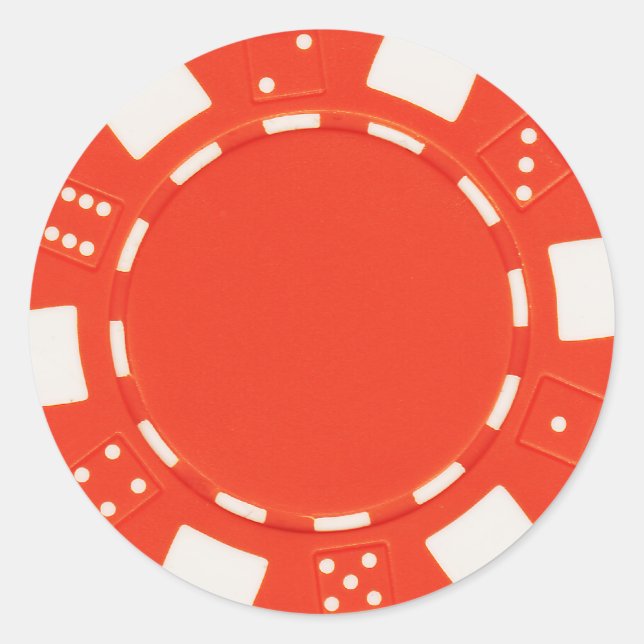 Orange-Pokerchip-Aufkleber Runder Aufkleber (Vorderseite)