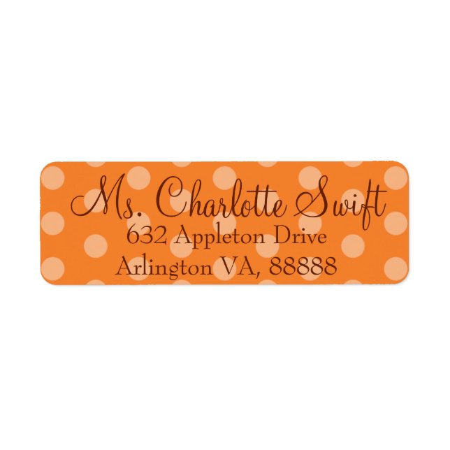 Orange Polka Dot Baby Dusche Rücksendeadresse (Vorne)