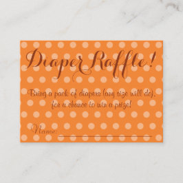 Orange Polka Dot Baby Dusche Windeln Raffel Ticket Begleitkarte