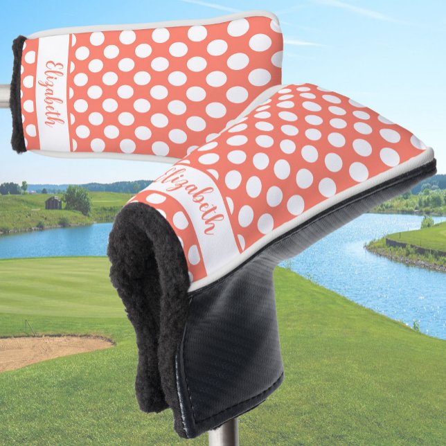 Orange polka dot golf head cover custom name golf headcover (Von Creator hochgeladen)