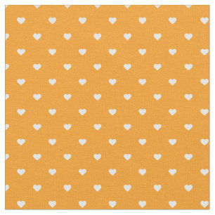 Orange Polka Dot Hearts Stoff