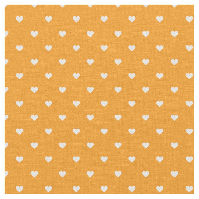 Orange Polka Dot Hearts Stoff (Nahaufnahme)