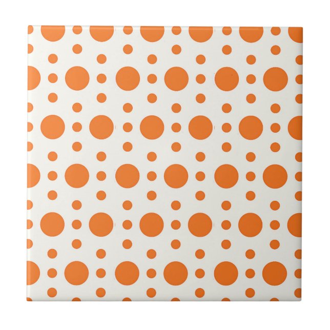 Orange Polka Dot Retro Design Fliese (Vorderseite)