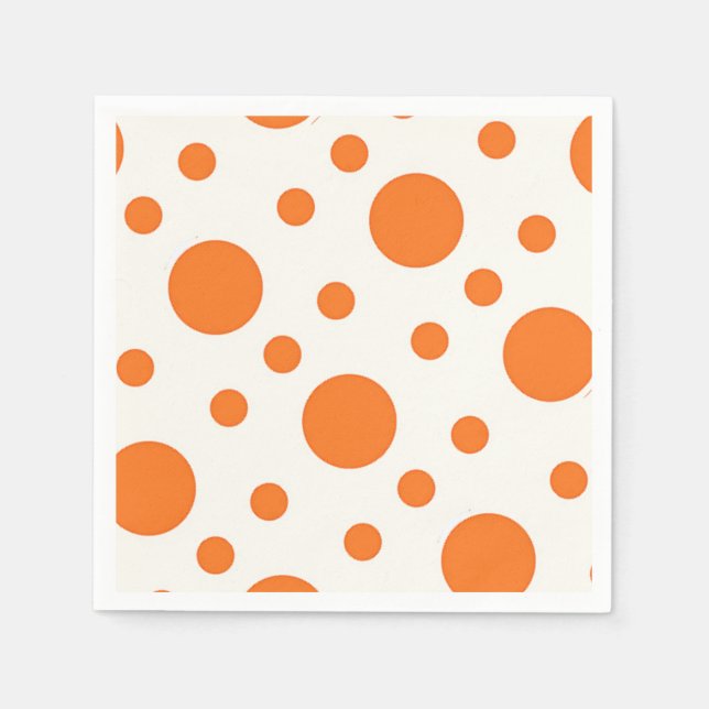 Orange Polka Dot Retro Designpapier Nakin Serviette (Vorderseite)