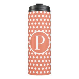 Orange Polka Dots Anfangsbuchstabe Thermal Tumbler Thermosbecher
