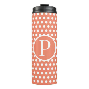 Orange Polka Dots Anfangsbuchstabe Thermal Tumbler Thermosbecher