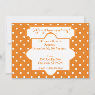 Orange Polka dots Baby Dusche Einladung