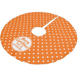 Orange Polka Dots Christmas Tree Skirt Polyester Weihnachtsbaumdecke