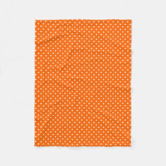 Orange Polka Dots Fleece Blanket (Vorderseite)