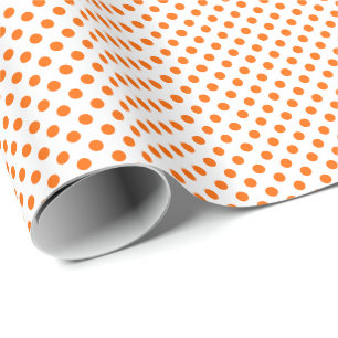 Orange Polka Dots on White Geschenkpapier