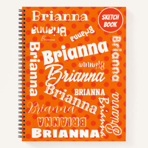 Orange Polka Dots Personalisiert Word Art Notizbuch