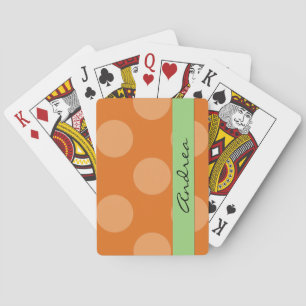 Orange Polka Dots, Polka Dot Pattern, Ihr Name Spielkarten
