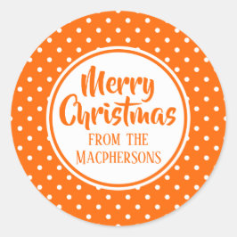 Orange Polka Dots Weihnachtskleber Runder Aufkleber