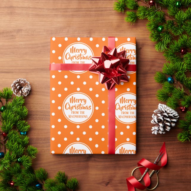 Orange Polka Dots Weihnachtswrapping Paper Geschenkpapier (Feiertagsgeschenk)