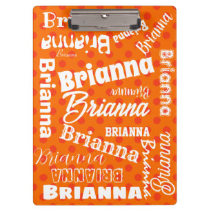 Orange Polka Dotted, Personalisierter Name, Wortar Klemmbrett