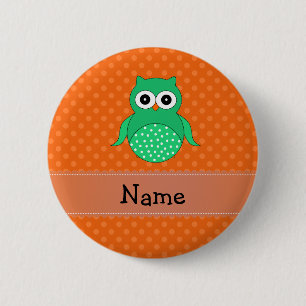 Orange Polkapunkte der personalisierten grünen Button