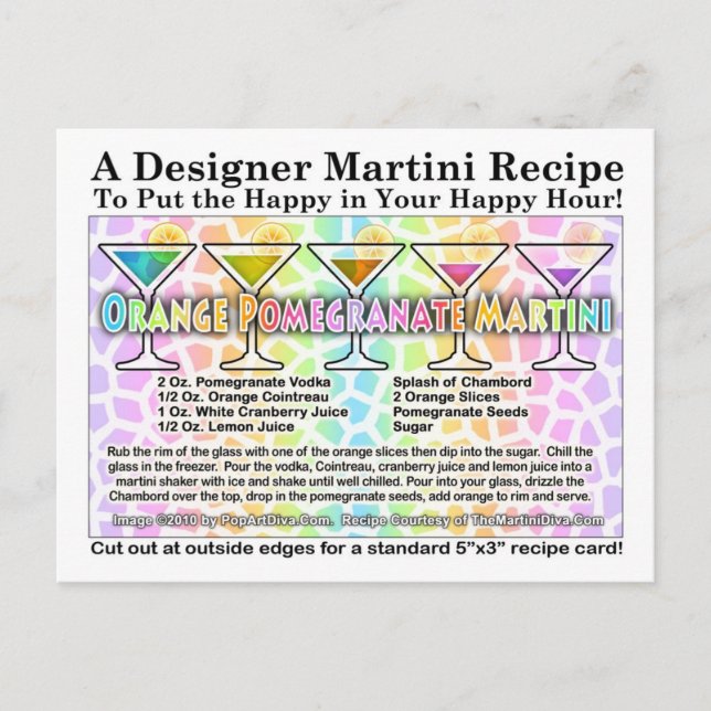 Orange Pomegranate Martini Rezept Postkarte (Vorderseite)
