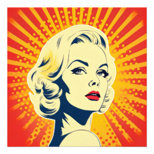 Orange Pop Art Blonde Fotodruck