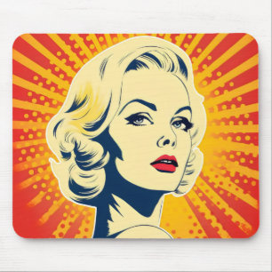 Orange Pop Art Blonde Mousepad