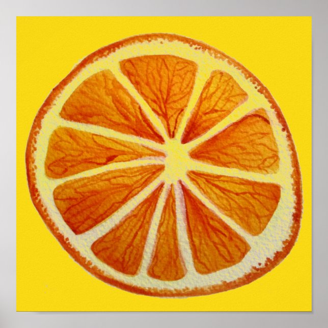 Orange Pop Art Citrus Aquarellkunst Poster (Vorne)