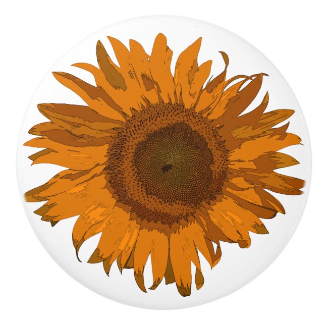 Orange Pop Art Sonnenblumen Keramikknauf (Vorderseite)