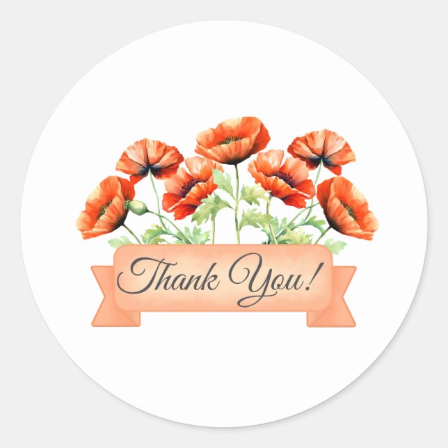 Orange Poppies Blume Blumendanke Runder Aufkleber (Vorderseite)