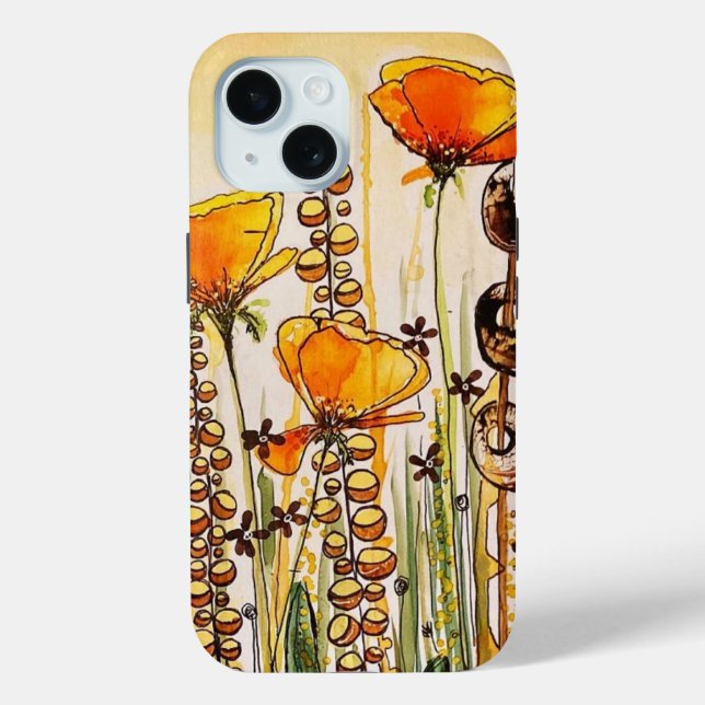 Orange Poppies Brown Stalks Case-Mate iPhone Hülle (Rückseite)