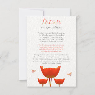 Orange Poppies Bumble Bees Wedding Card Einladung