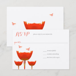 Orange Poppies & Bumble Bees Wedding Einladung