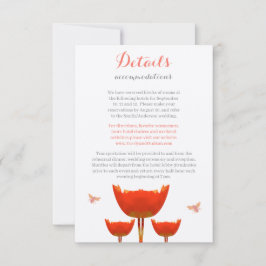 Orange Poppies Bumble Bees Wedding Enclosure Card Einladung