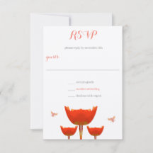 Orange Poppies & Bumble Bees Wedding RSVP