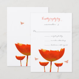 Orange Poppies & Butterflies Einladung Hochzeit