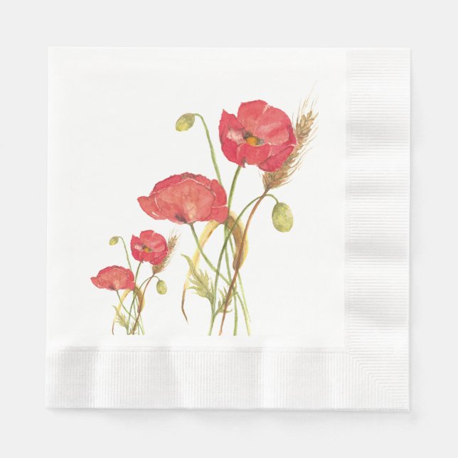Orange Poppies Cocktail Napkin Serviette (Vorderseite)