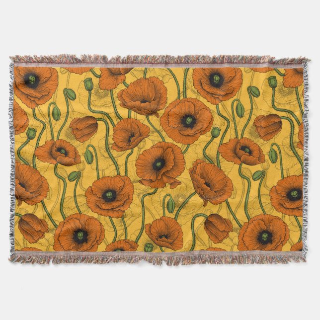 Orange Poppies Decke (Vorderseite)