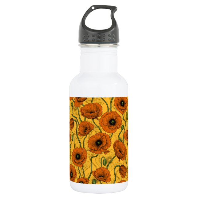 Orange Poppies Edelstahlflasche (Vorderseite)