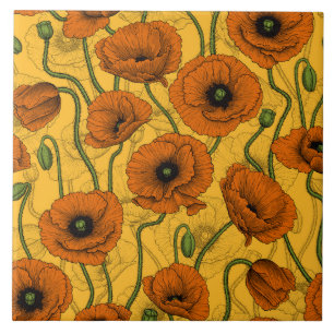 Orange Poppies Fliese