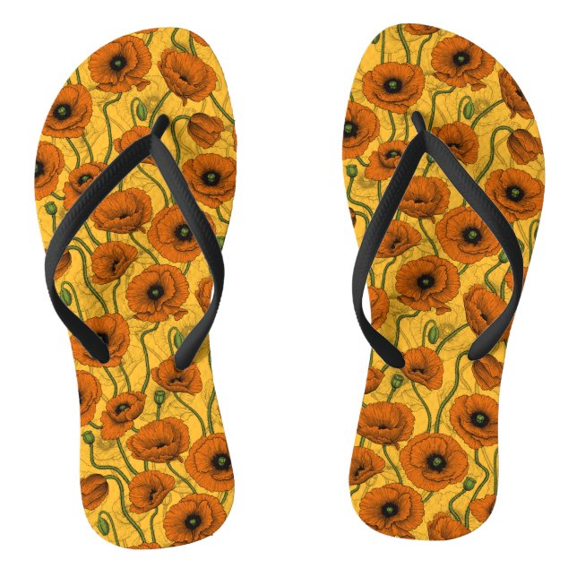 Orange Poppies Flip Flops (Fußbett)