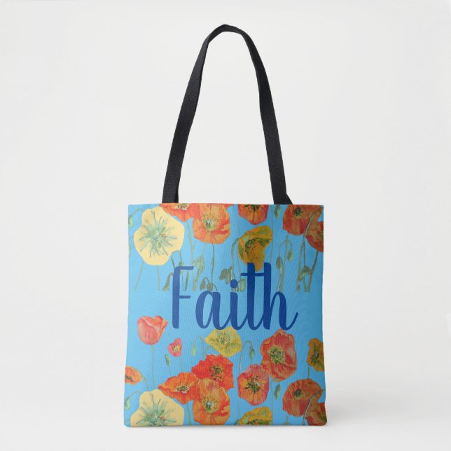 Orange Poppies floral Glaube spirituelle Tote Tasc (Vorderseite)