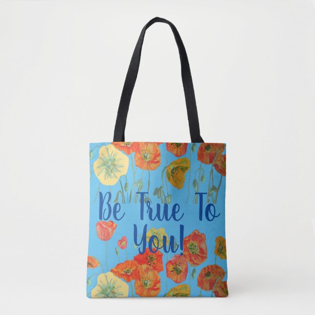 Orange Poppies floral wahr sein zu Ihnen Tote Bag (Vorderseite)