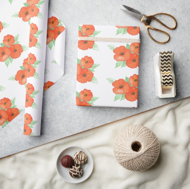 Orange Poppies Geschenkpapier (Kunsthandwerk)