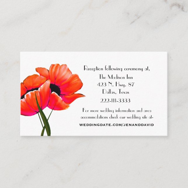 Orange Poppies Hochzeitskarten Begleitkarte (Vorderseite)