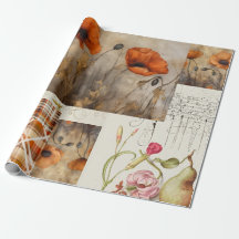 Orange Poppies & Kariert für Decoupage oder Giftwr