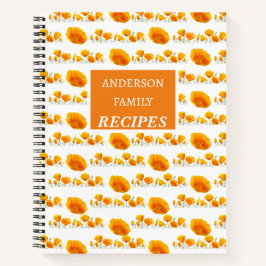 Orange Poppies Recipes Spiral Notebook Notizbuch
