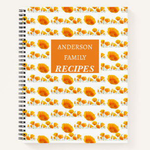 Orange Poppies Recipes Spiral Notebook Notizbuch