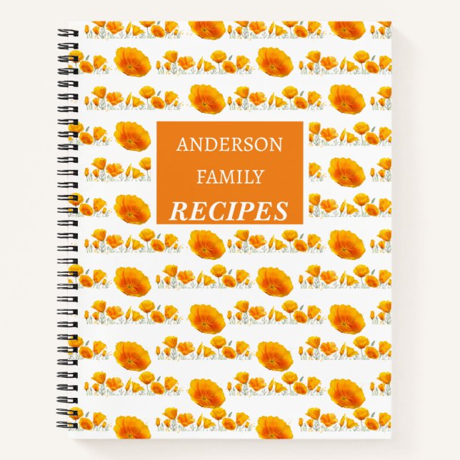 Orange Poppies Recipes Spiral Notebook Notizbuch (Vorderseite)