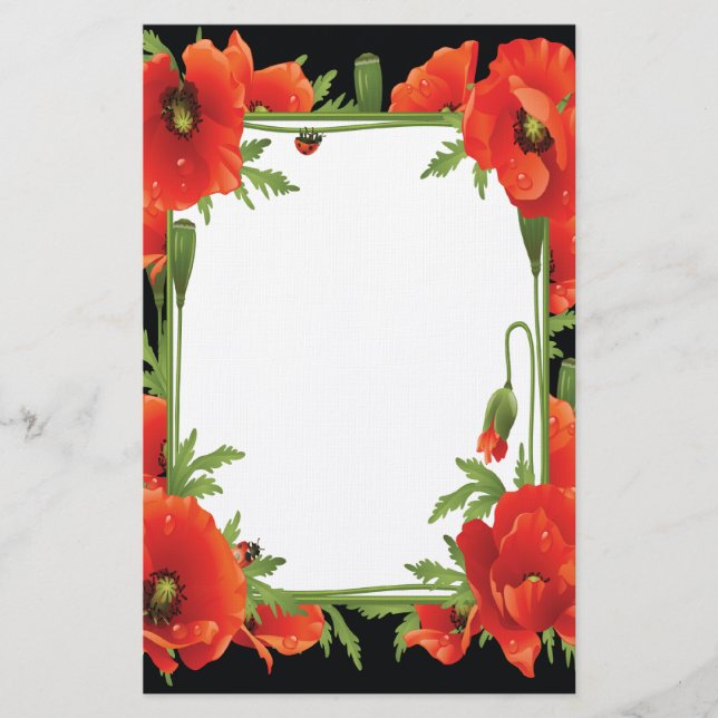 Orange Poppies Stationary Briefpapier (Vorderseite)