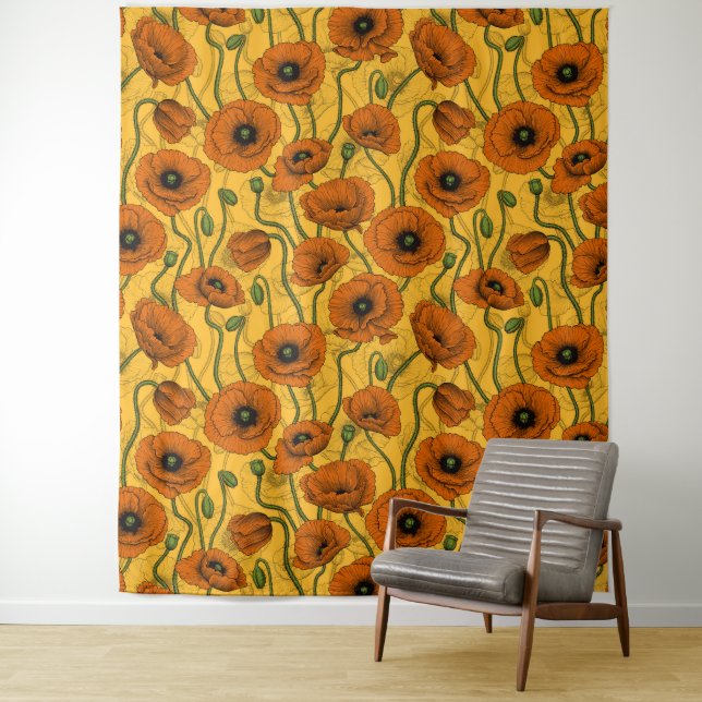 Orange Poppies Wandteppich (Beispiel)