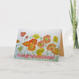 Orange Poppies Watercolor Gratulations Card Karte
