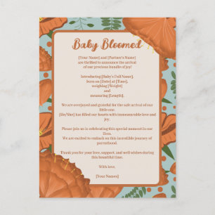 Orange Poppy Baby Bloomed  Spring Garden Theme Postkarte